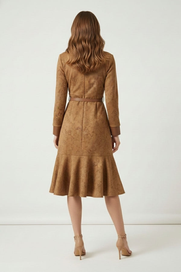 Elegant Aura Suede Midi Dress (PWM-25111)