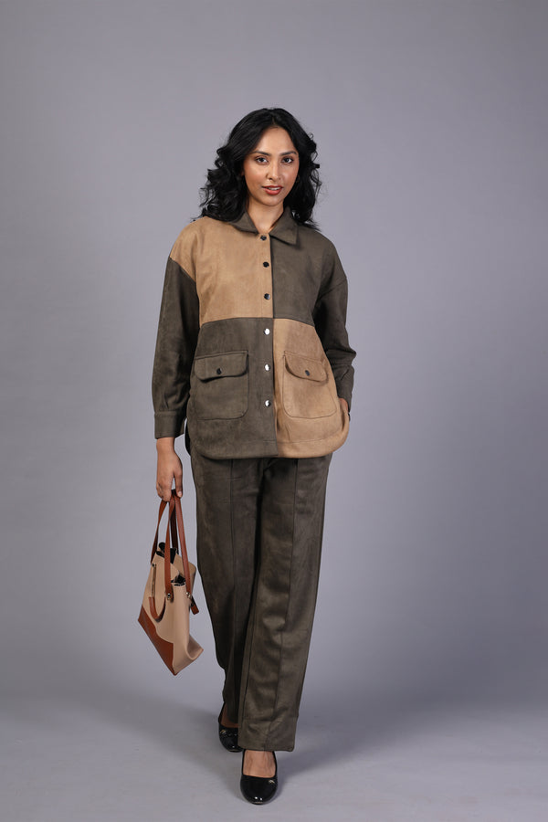 Ladies Cord Set - Suede Finish (PWM-24759)