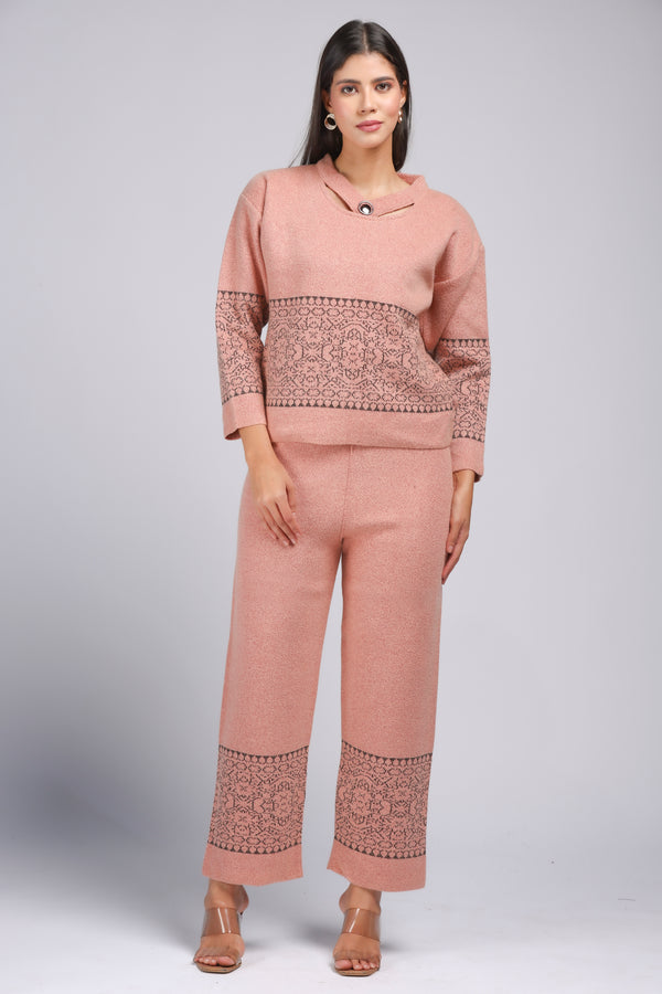 Salmon Breeze Knitted Cord Set (PWM-23907)