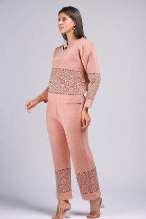 Salmon Breeze Knitted Cord Set (PWM-23907)