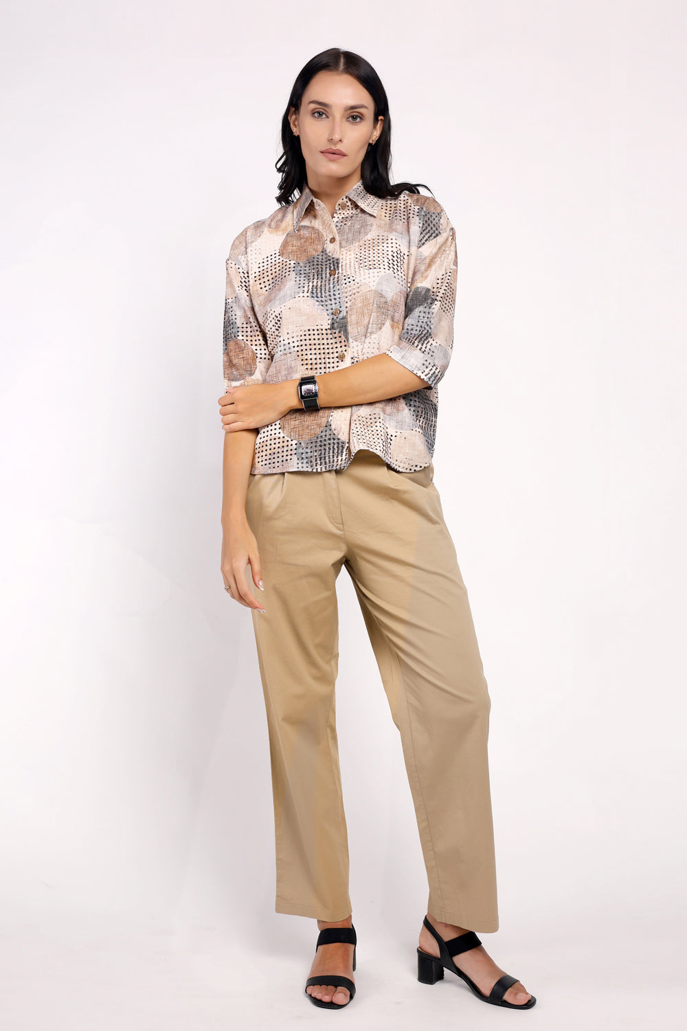 Printed Georgette Ensemble - BEIGE