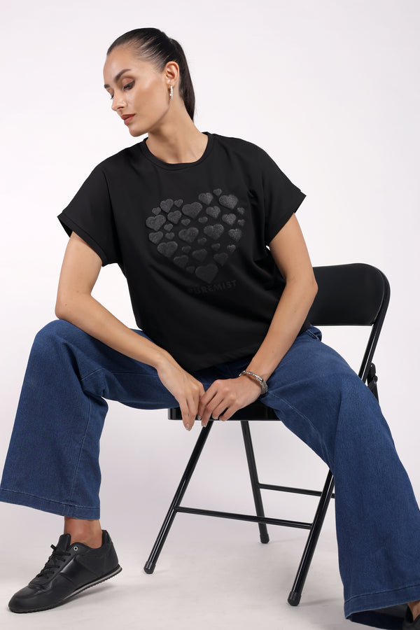 The Lustrous Heart Print T-Shirt (PSM-255055)