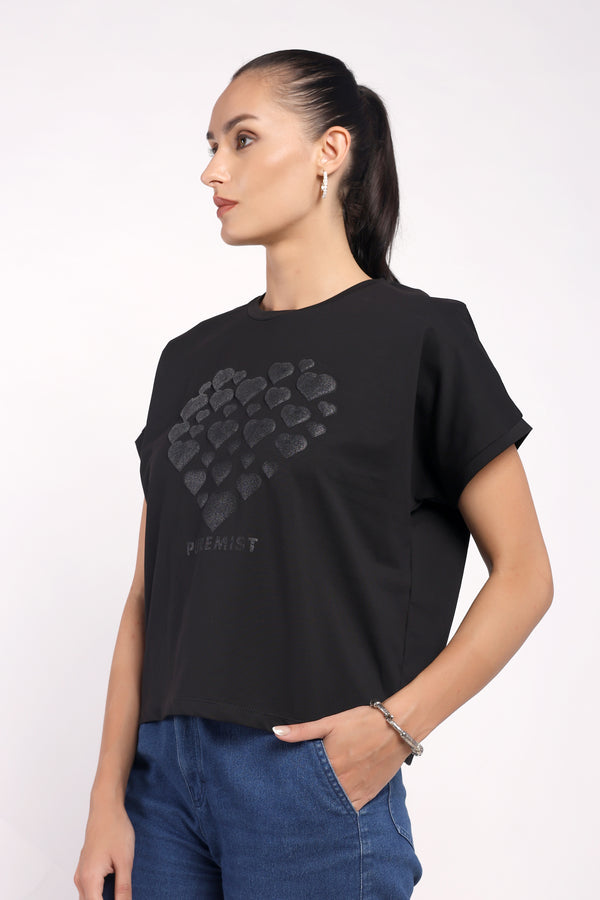 The Lustrous Heart Print T-Shirt (PSM-255055)