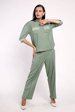 The Embroidered Denim Co-ord Set (PSM-251020)