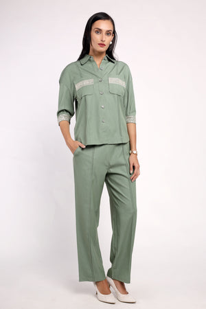 The Embroidered Denim Co-ord Set (PSM-251020)