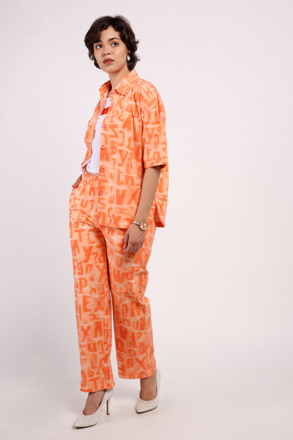 Alphabet Embossed Sleeveless 3-Piece Set (PSM-257065)