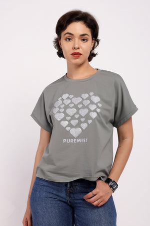 The Lustrous Heart Print Shirt (PSM-255055)