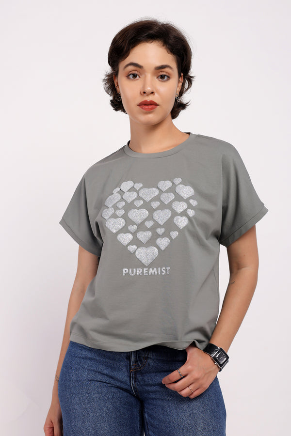The Lustrous Heart Print Shirt (PSM-255055)