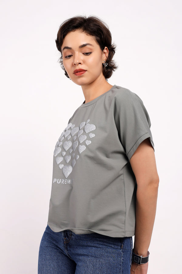 The Lustrous Heart Print Shirt (PSM-255055)