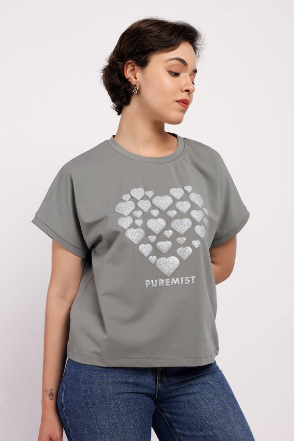 The Lustrous Heart Print Shirt (PSM-255055)
