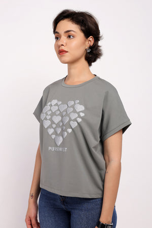 The Lustrous Heart Print Shirt (PSM-255055)