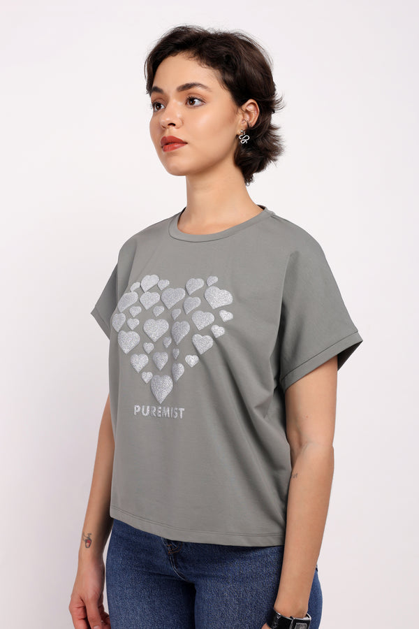 The Lustrous Heart Print Shirt (PSM-255055)