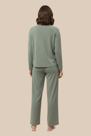 Moss Green Waffle Knit Cord Set (PWM-25501)