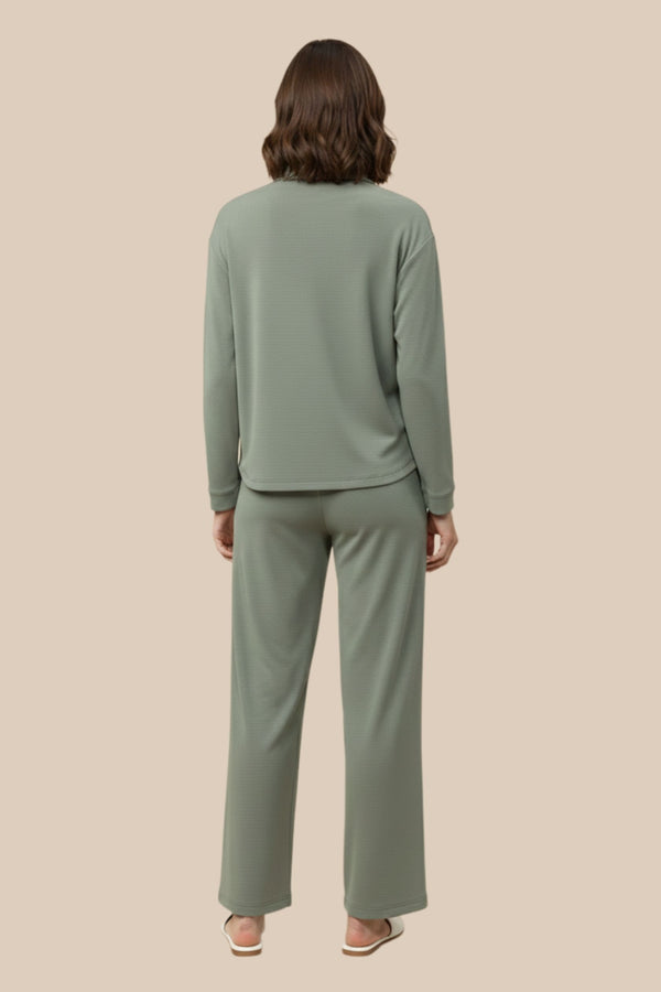 Moss Green Waffle Knit Cord Set (PWM-25501)