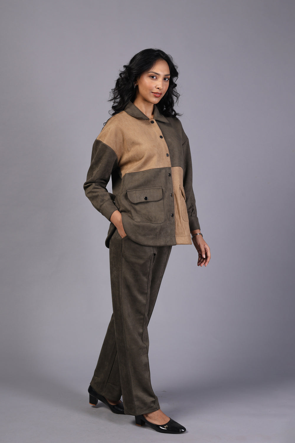 Ladies Cord Set - Suede Finish (PWM-24759)