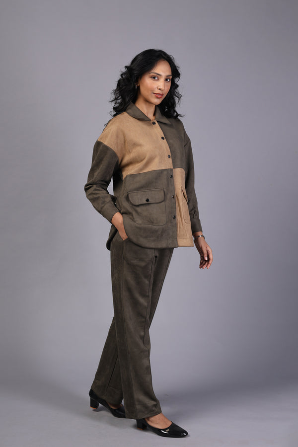 Ladies Cord Set - Suede Finish (PWM-24759)